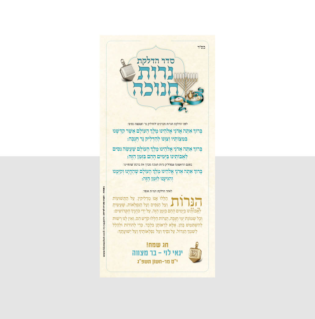 מגנט ברכת הדלקת נרות חנוכה